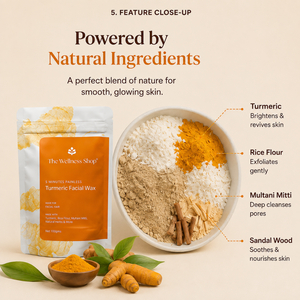 Turmeric Wax powered by natural ingredients turmeric rice flour multani mitti sandal wood