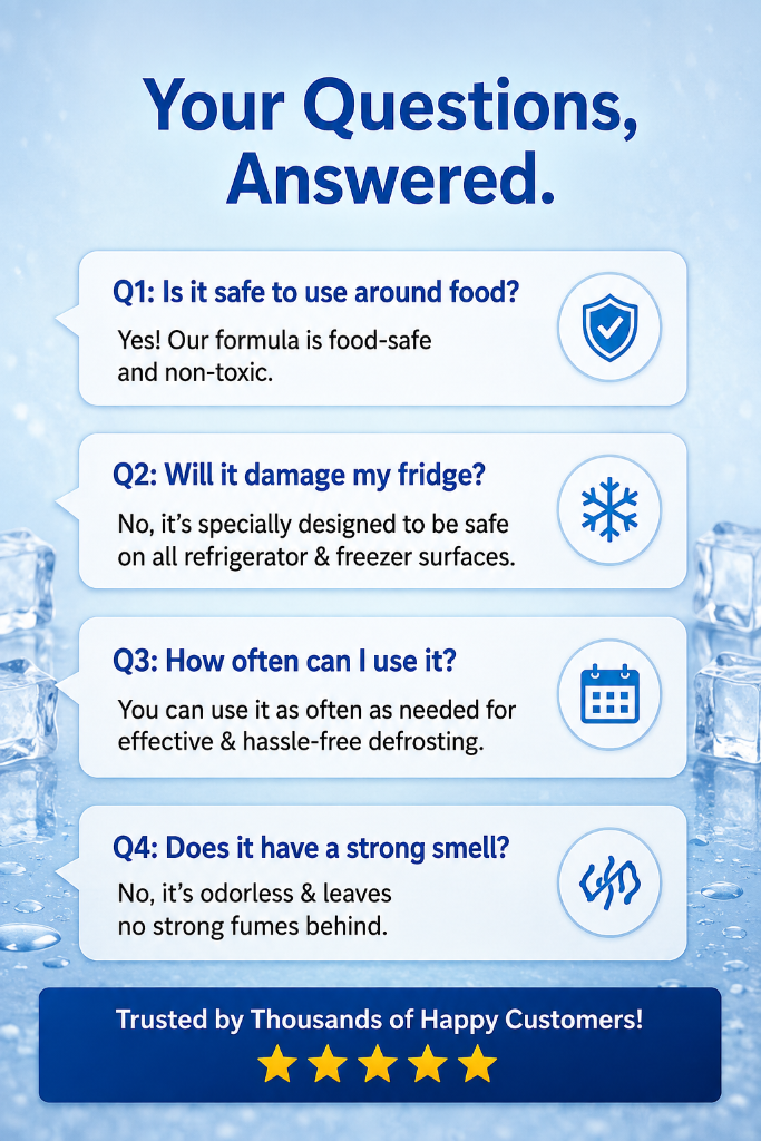 Refrigerator Defrosting Agent FAQ safe around food non toxic odorless