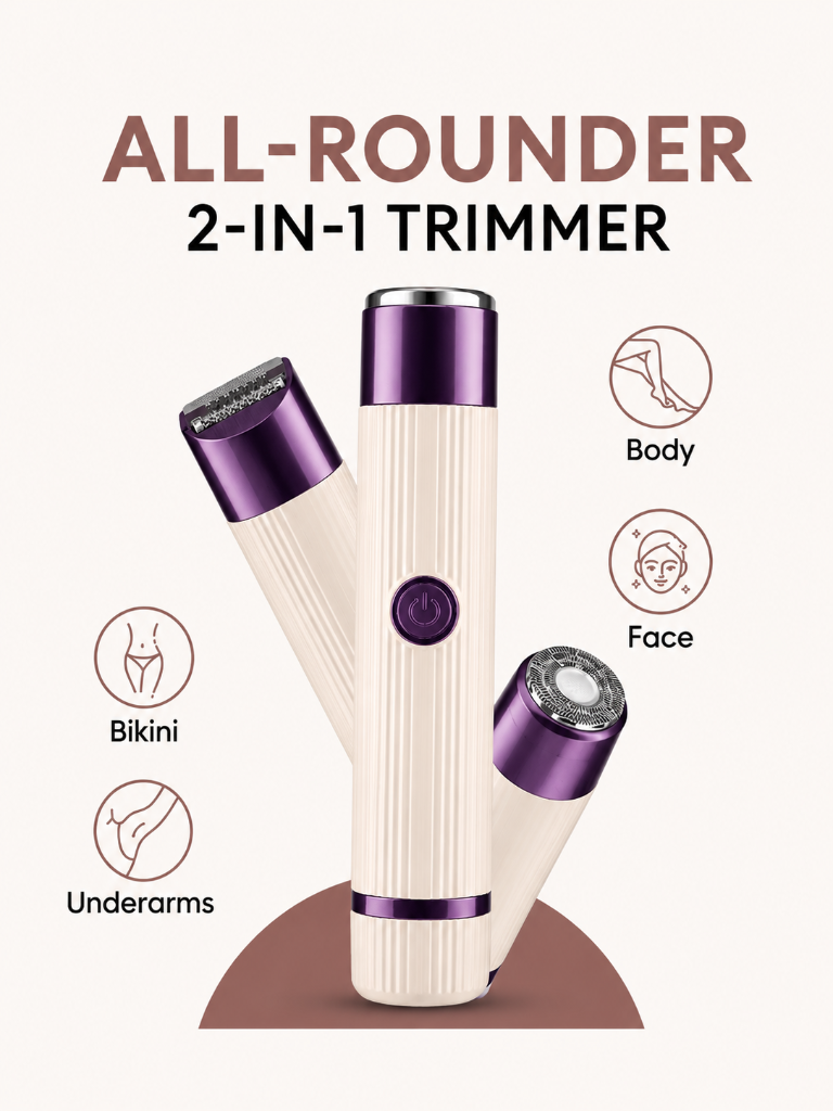 2-in-1 Shaver all-rounder front hero shot with body face bikini underarms callouts