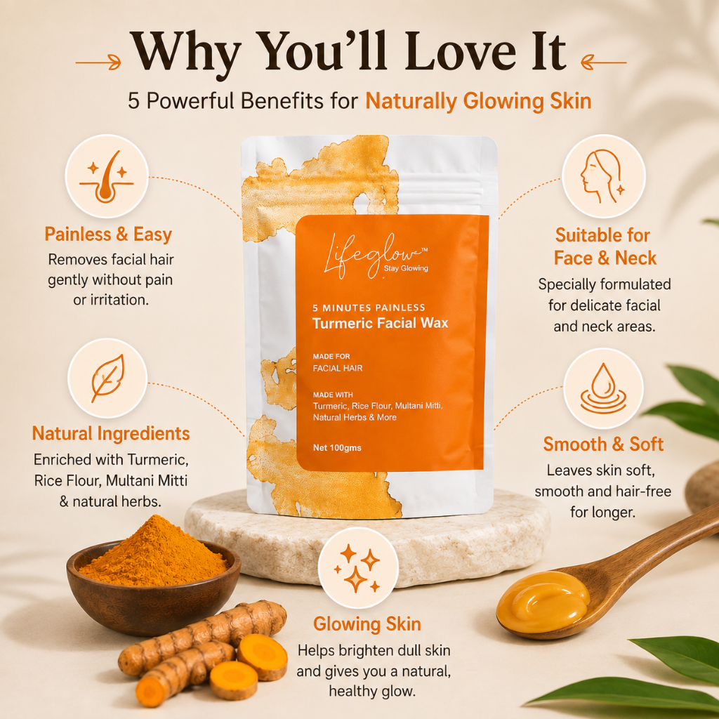Turmeric Wax 5 powerful benefits — painless natural face neck smooth glowing